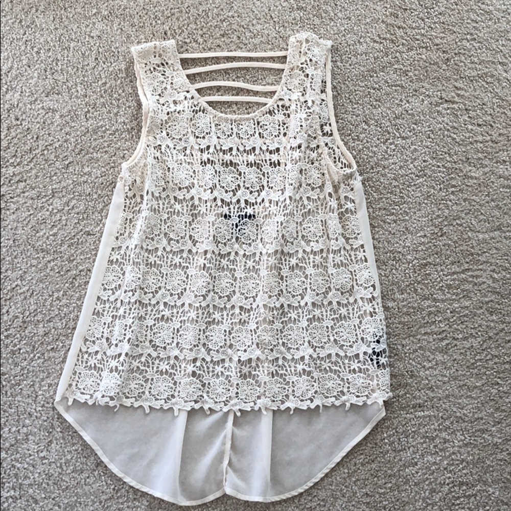 Cream Crocheted Tank Top